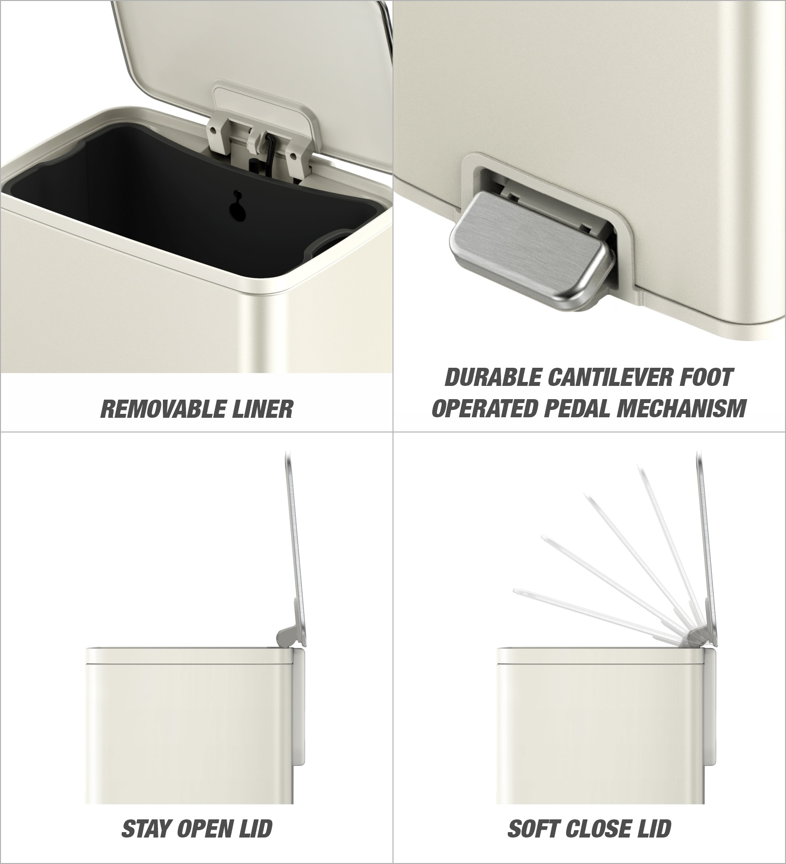 Eko 9161 Marina Fingerprint resistant Step Bin Vannila