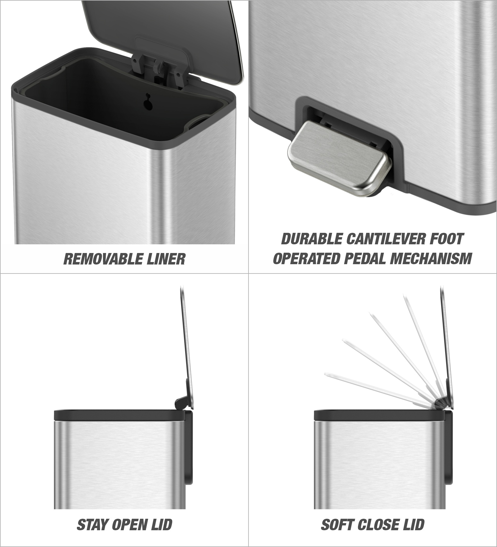 Eko 9161 Marina Fingerprint resistant Step Bin Metallic