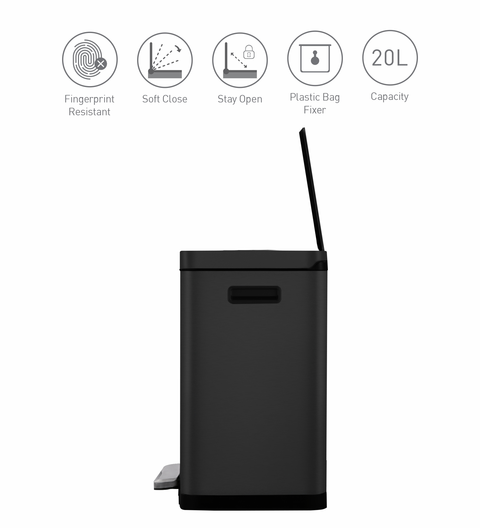Eko 2368 X Cube Fingerprint resistant Step Bin Black