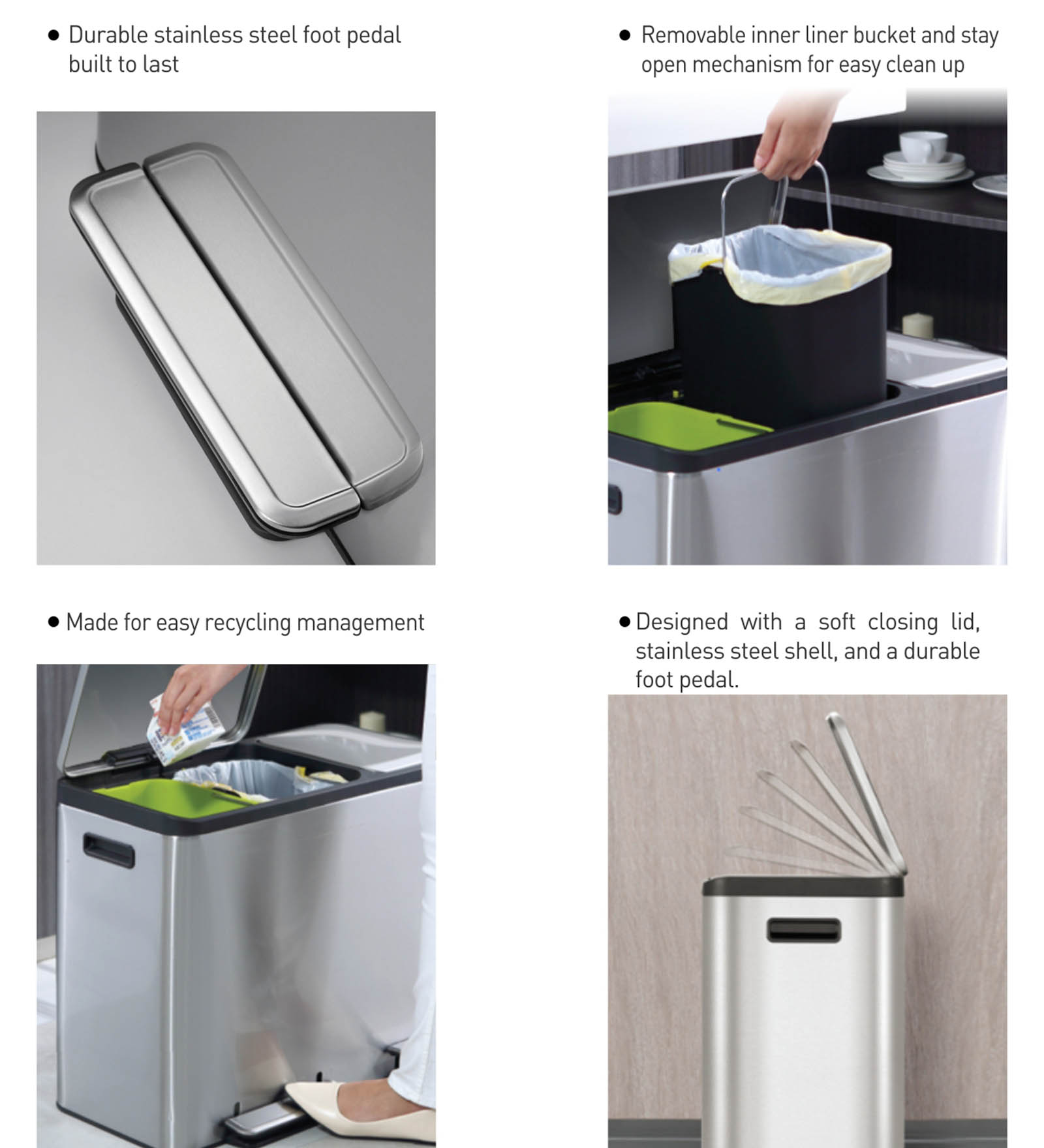 Eko 9128 Eco Casa Double Liner Recycling Step Bin Metallic