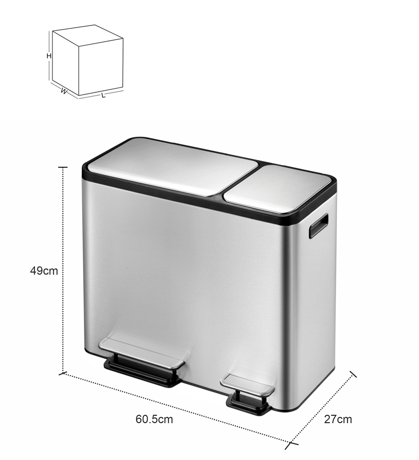 Eko 9128 Eco Casa Double Liner Recycling Step Bin Metallic