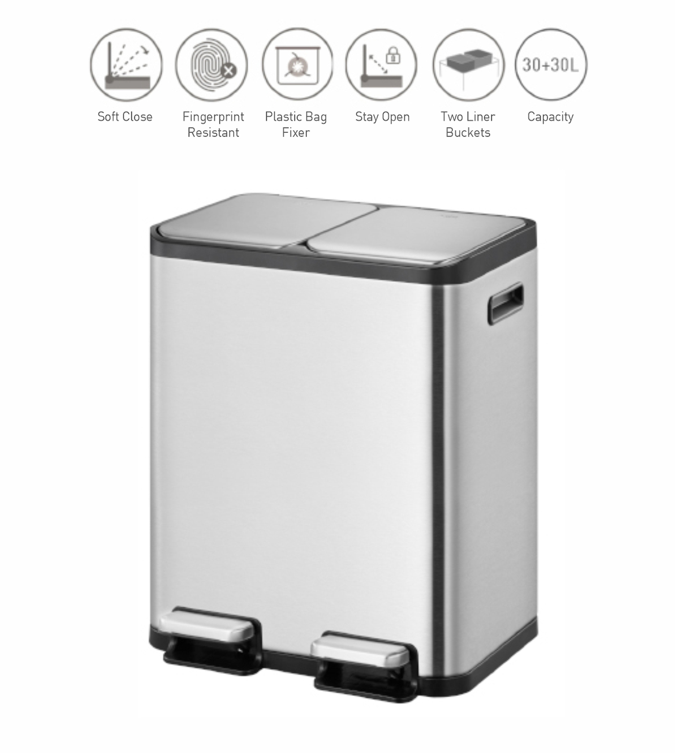 Eko 9129 Eco Casa II Fingerprint Resistant Step Bin Metallic