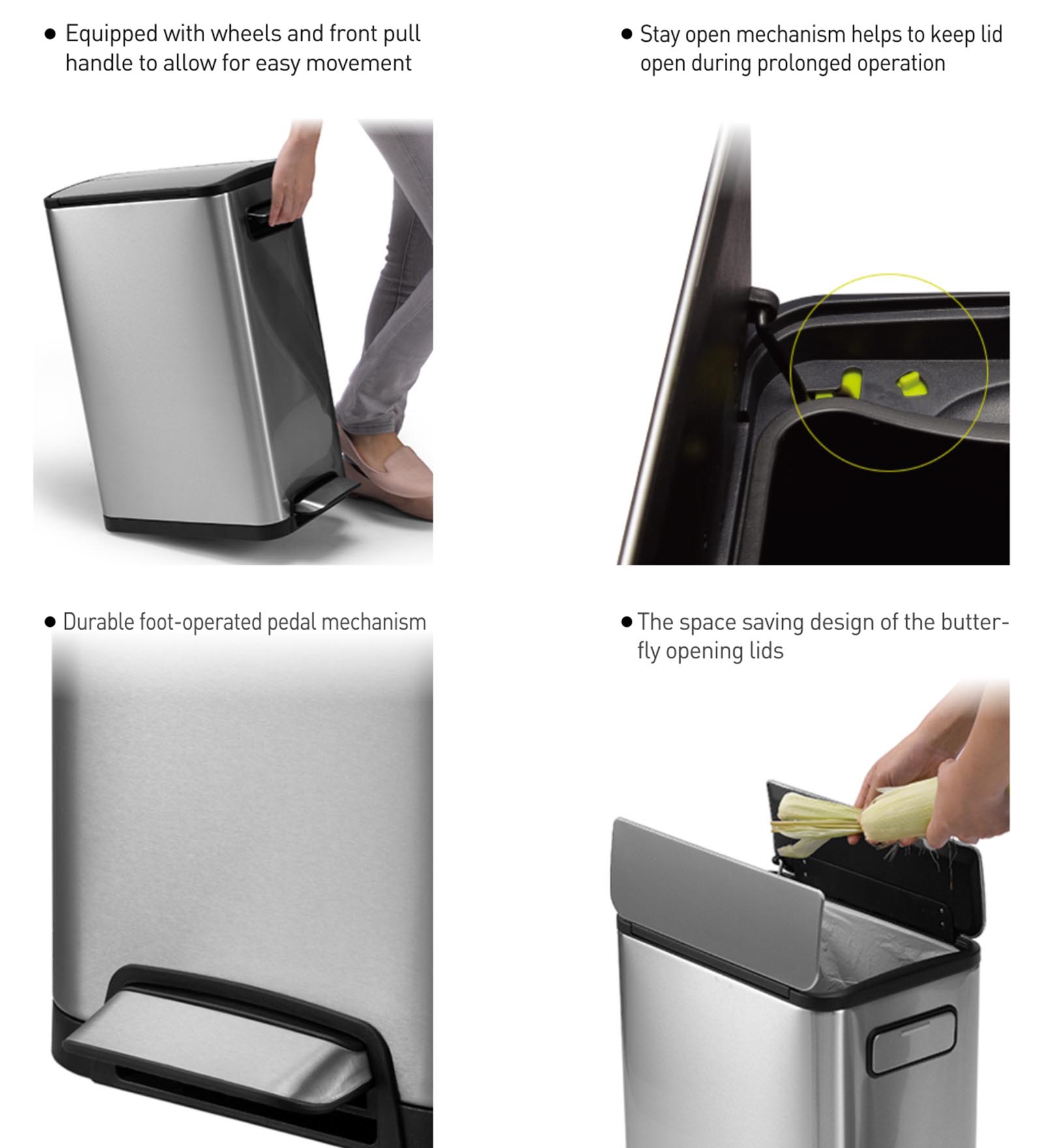 Eko 9377 Eco Fly Soft Close Fingerprint Resistant Step Bin Metallic