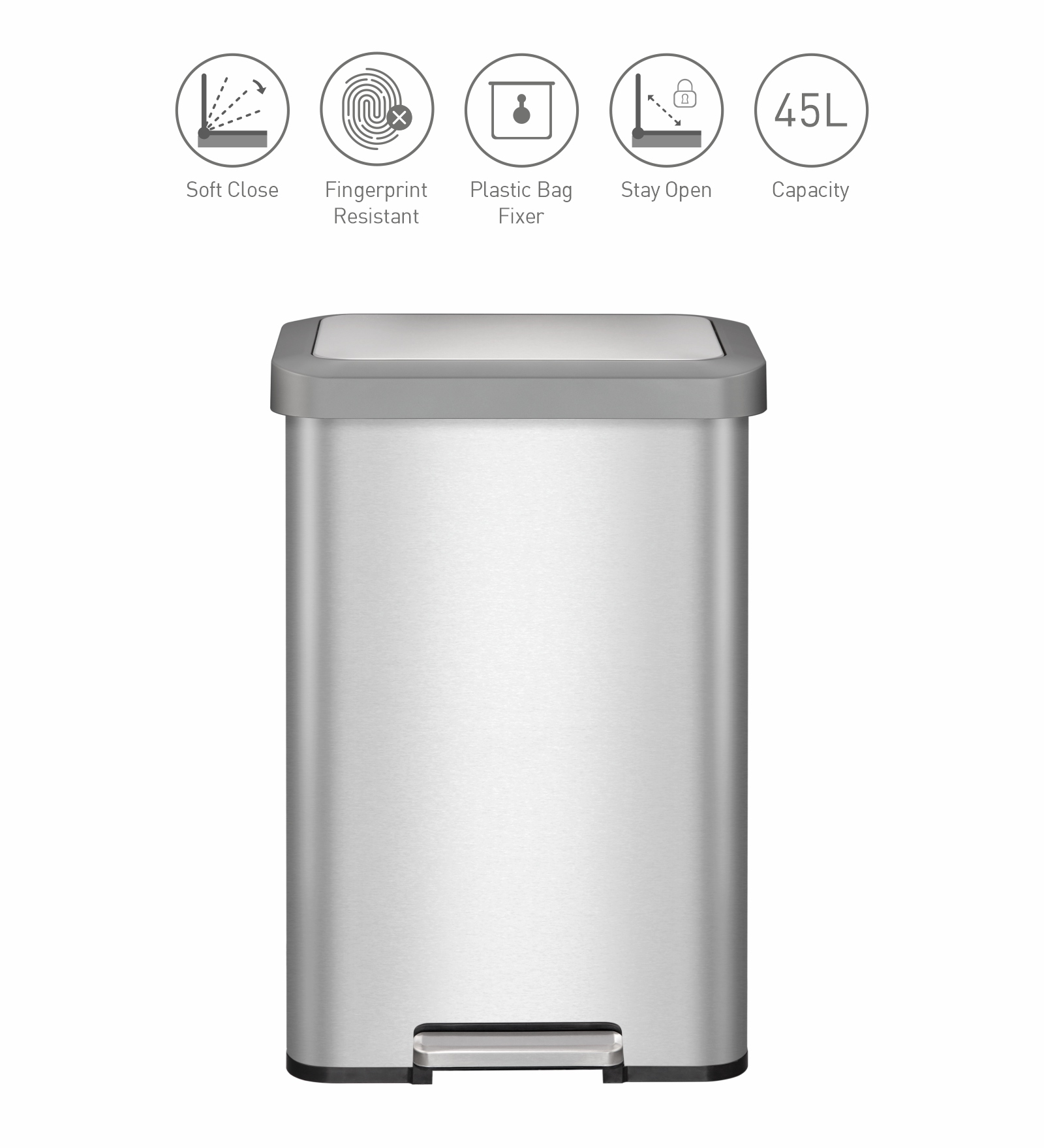 Eko 9382 Cozy Fingerprint Resistant Step Bin Metallic