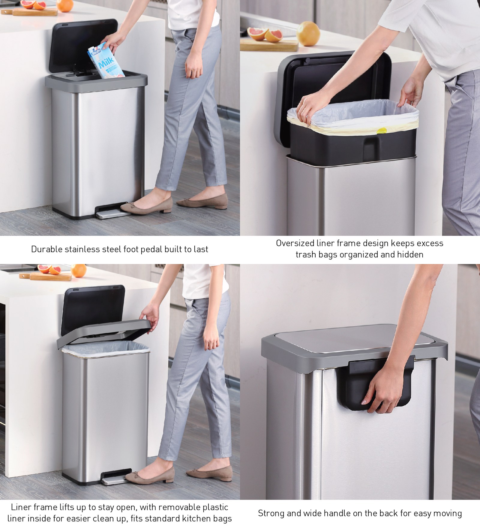 Eko 9382 Cozy Fingerprint Resistant Step Bin Metallic