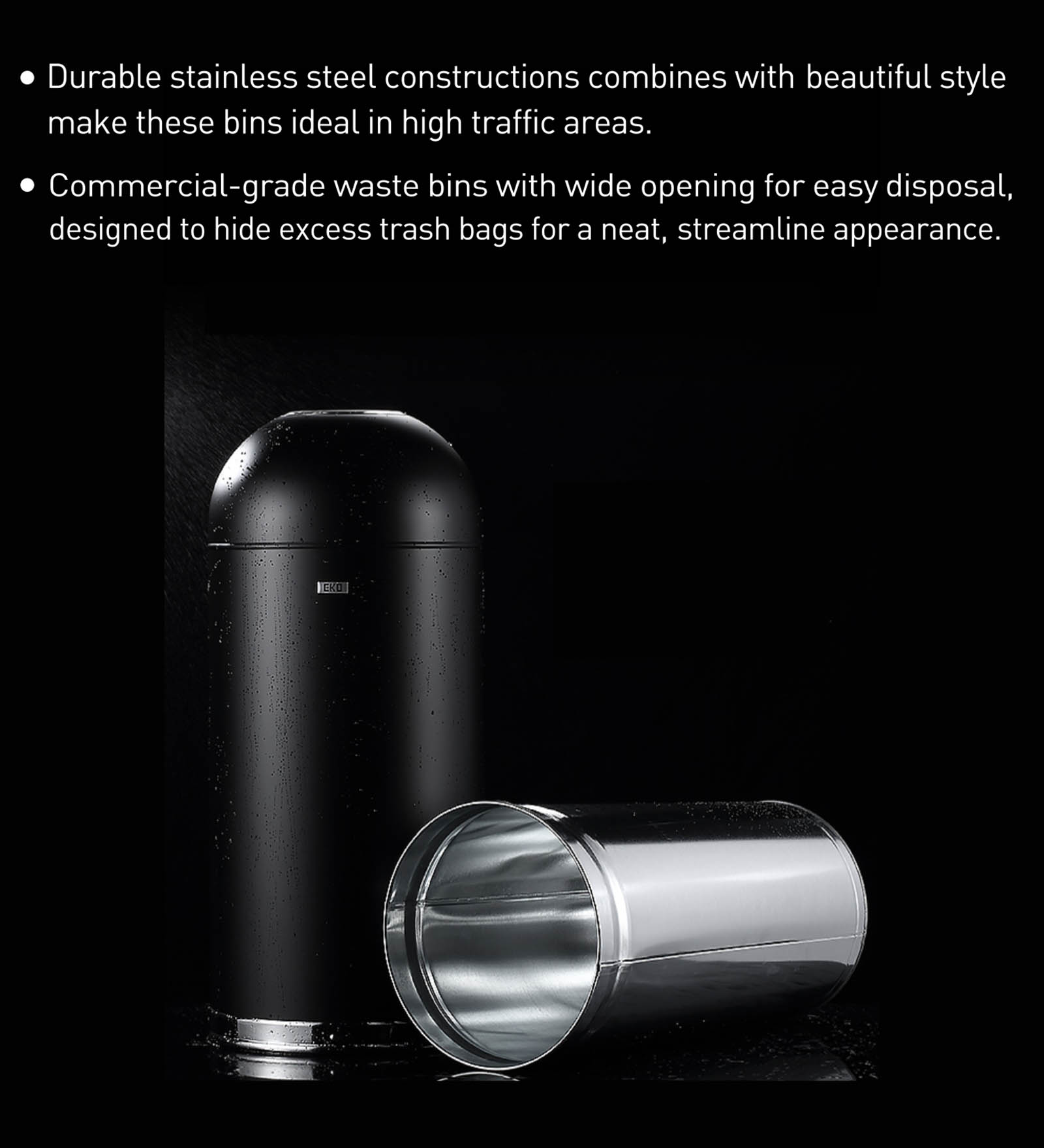 Eko 9639 Eternal Fingerprint Resistant Commercial Bin Black