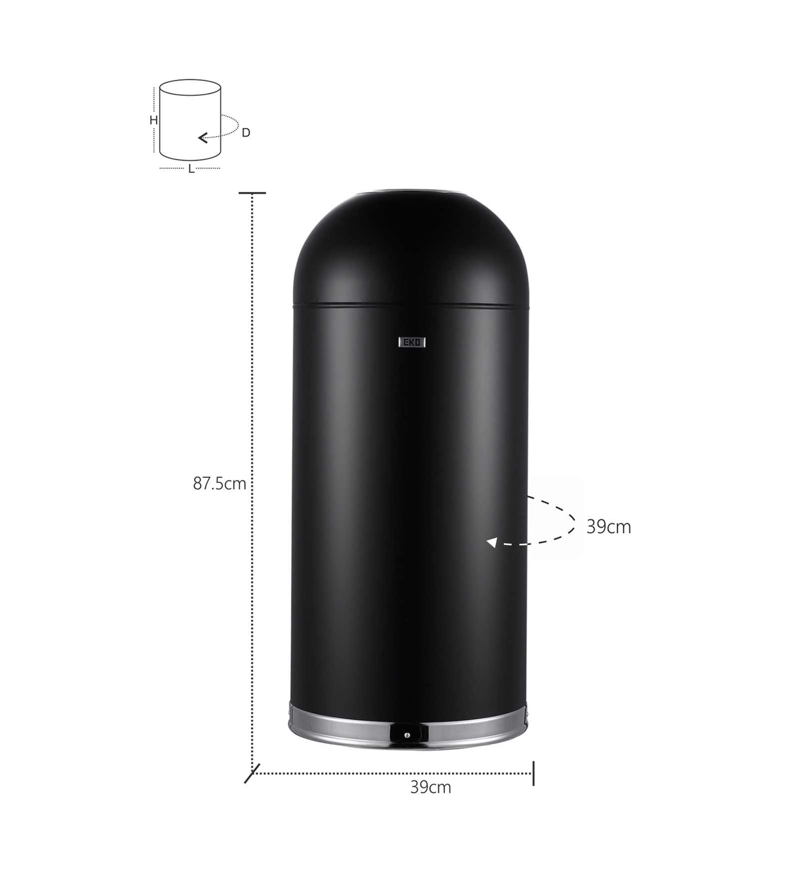 Eko 9639 Eternal Fingerprint Resistant Commercial Bin Black