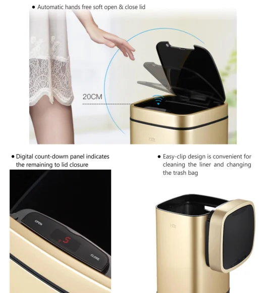 EKO 9288 Smart Sensor Bin Champagne Gold