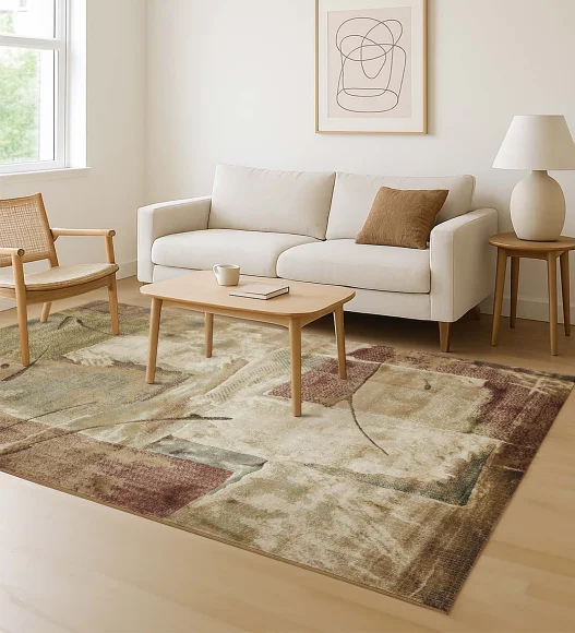 Matrix Abstract Carpet Beige and Rust