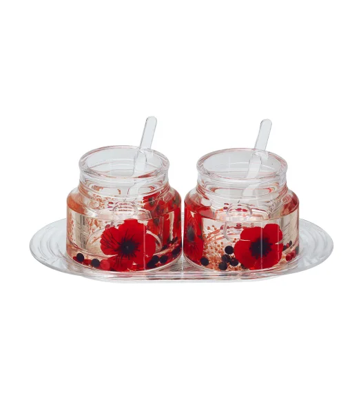 Agua Acrylic Acrylic Sugar Jar with Tray Red