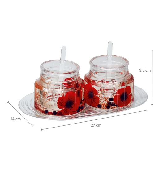 Agua Acrylic Acrylic Sugar Jar with Tray Red