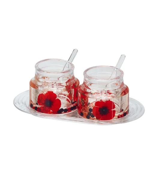 Agua Acrylic Acrylic Sugar Jar with Tray Red