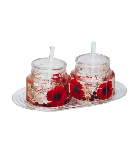 Agua Acrylic Acrylic Sugar Jar with Tray Red