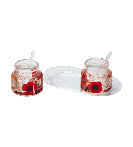 Agua Acrylic Acrylic Sugar Jar with Tray Red