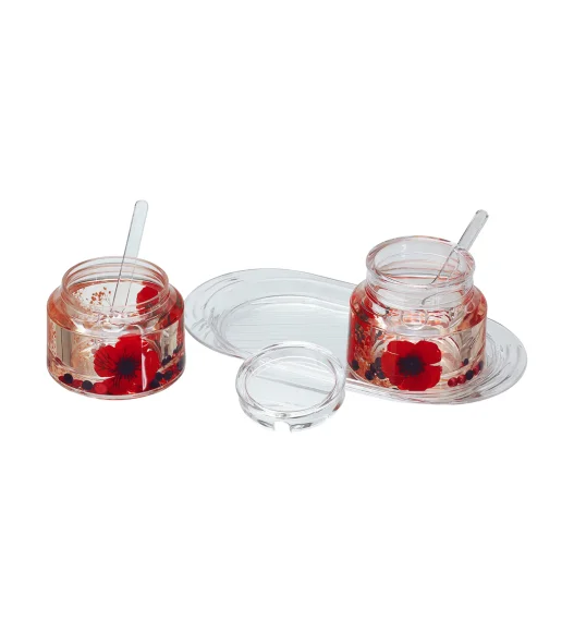 Agua Acrylic Acrylic Sugar Jar with Tray Red