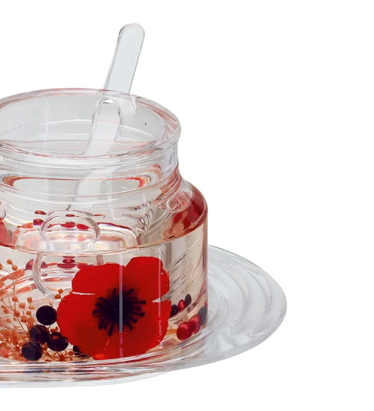 Agua Acrylic Acrylic Sugar Jar with Tray Red