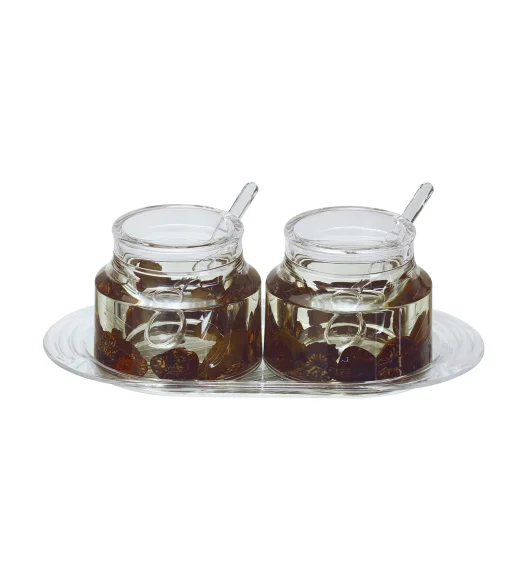 Agua Acrylic Acrylic Sugar Jar with Tray Brown