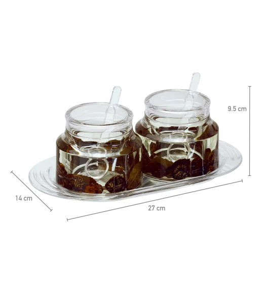 Agua Acrylic Acrylic Sugar Jar with Tray Brown