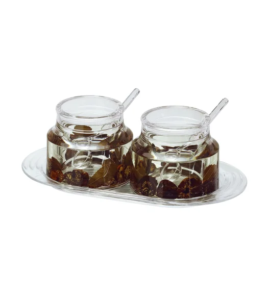 Agua Acrylic Acrylic Sugar Jar with Tray Brown