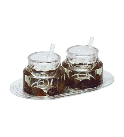 Agua Acrylic Acrylic Sugar Jar with Tray Brown