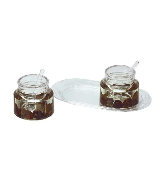 Agua Acrylic Acrylic Sugar Jar with Tray Brown