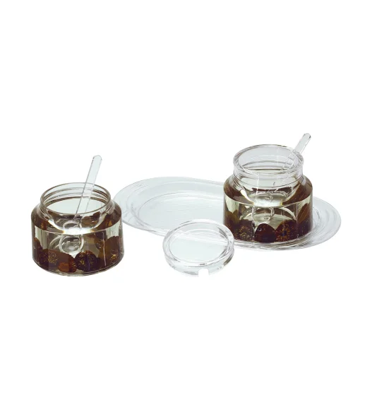 Agua Acrylic Acrylic Sugar Jar with Tray Brown