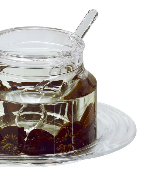 Agua Acrylic Acrylic Sugar Jar with Tray Brown