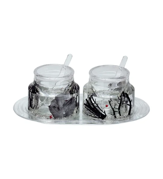 Agua Acrylic Acrylic Sugar Jar with Tray Silver