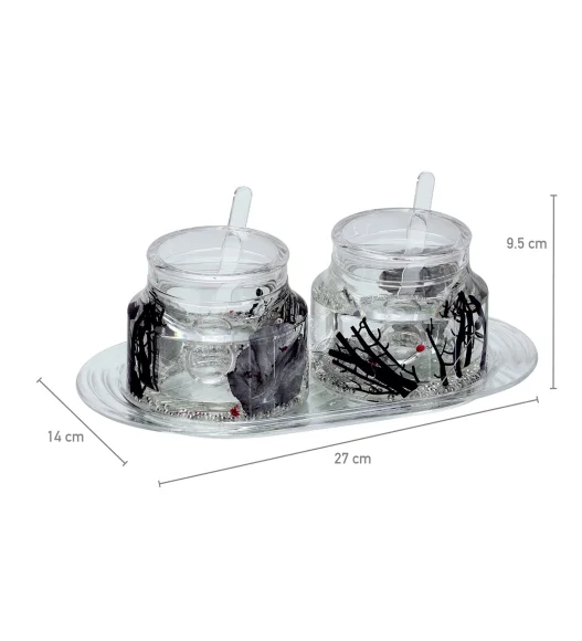 Agua Acrylic Acrylic Sugar Jar with Tray Silver