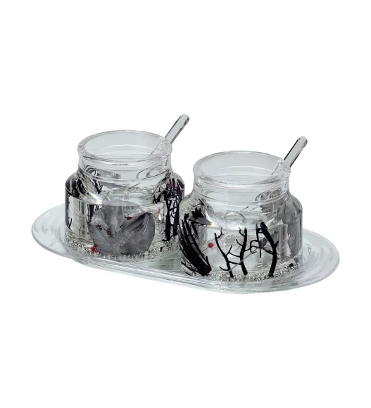Agua Acrylic Acrylic Sugar Jar with Tray Silver