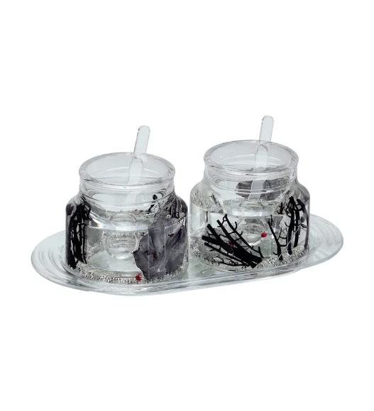 Agua Acrylic Acrylic Sugar Jar with Tray Silver