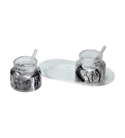 Agua Acrylic Acrylic Sugar Jar with Tray Silver