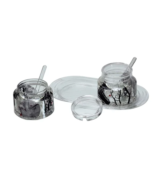 Agua Acrylic Acrylic Sugar Jar with Tray Silver
