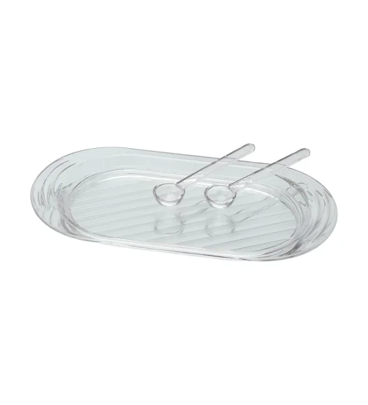 Agua Acrylic Acrylic Sugar Jar with Tray Silver