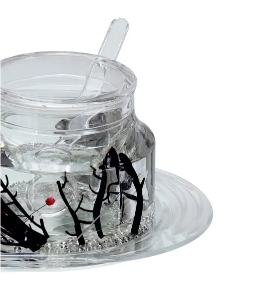 Agua Acrylic Acrylic Sugar Jar with Tray Silver