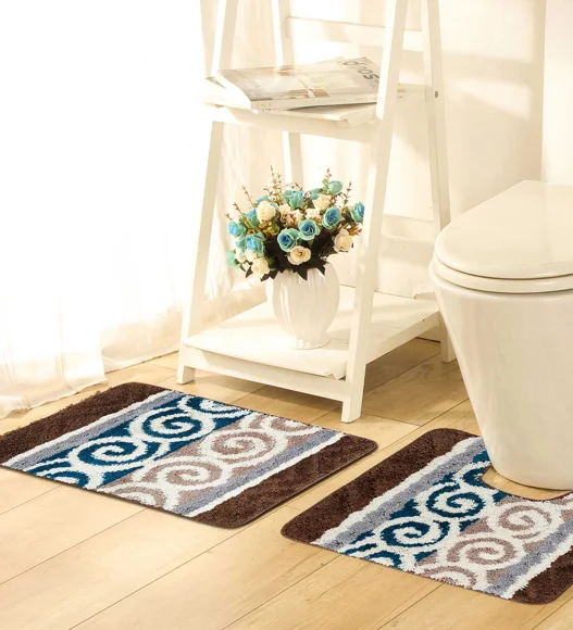 Super Luxury Polyster Anti skid Light Weight Bath Mat Dark Brown