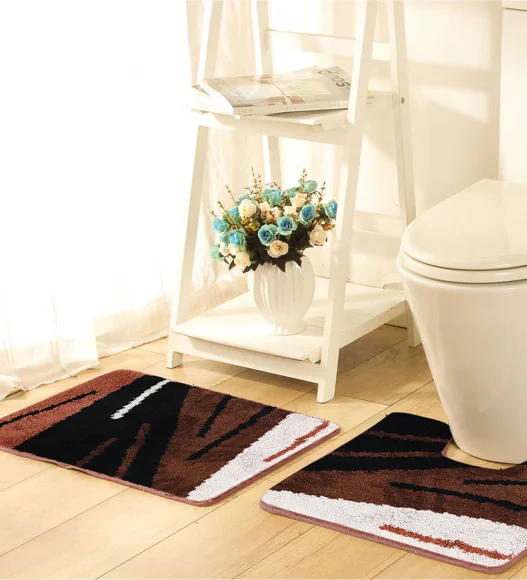 Super Luxury Polyster Anti skid Light Weight Bath Mat Choclate