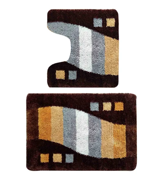 Super Luxury Polyster Anti skid Light Weight Bath Mat Beige Brown