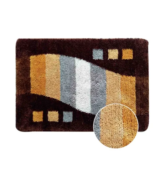 Super Luxury Polyster Anti skid Light Weight Bath Mat Beige Brown