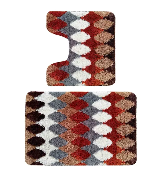 Super Luxury Polyster Anti skid Light Weight Bath Mat Brown Rust