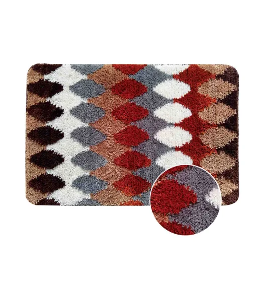 Super Luxury Polyster Anti skid Light Weight Bath Mat Brown Rust