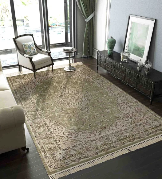Olive Classical Viscose Carpet,100x140 cm