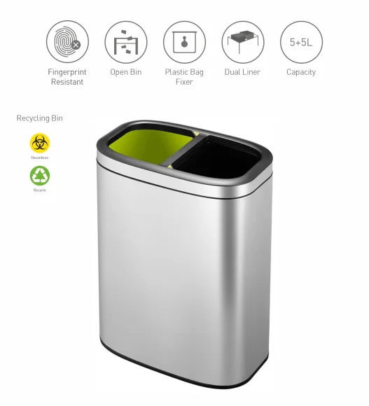 EKO 9036A Oli Cube Double Liner Recycling Open Bin Metallic
