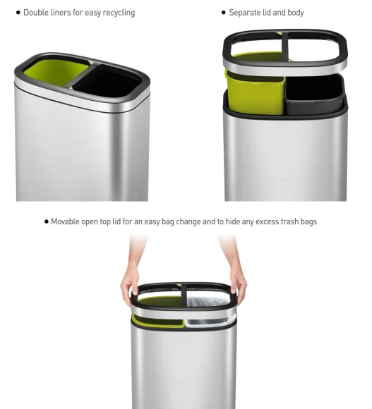 EKO 9036A Oli Cube Double Liner Recycling Open Bin Metallic