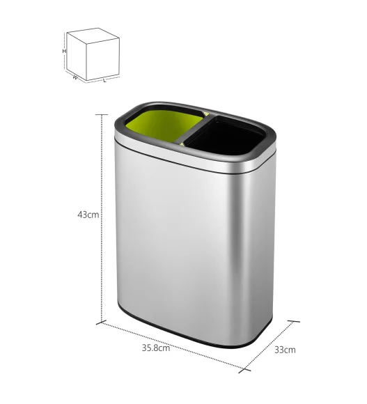 EKO 9036A Oli Cube Double Liner Recycling Open Bin Metallic
