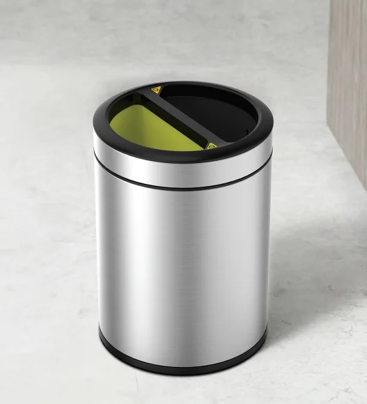 EKO 9038A Round Double Liner Recycling Open Bin Metallic