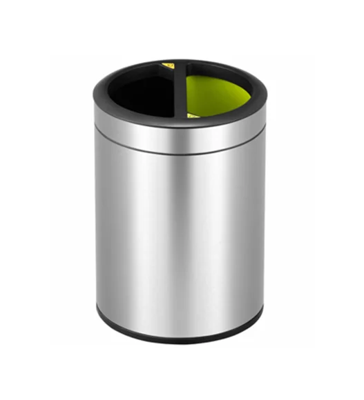 EKO 9038A Round Double Liner Recycling Open Bin Metallic