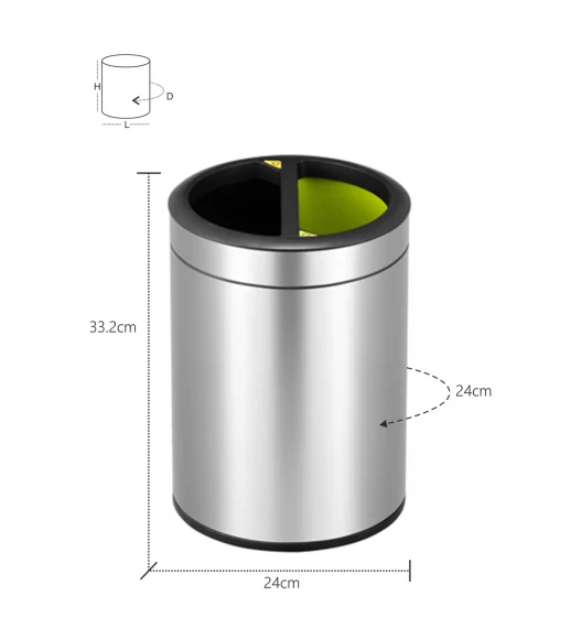 EKO 9038A Round Double Liner Recycling Open Bin Metallic