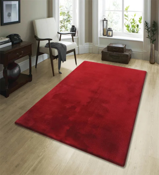 New Oslo Rabit Fur Carpet Burgundy