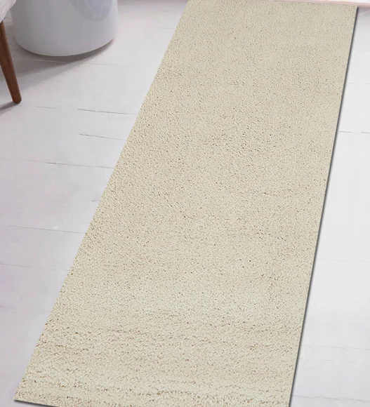 Cream Polyester Solid Pattern Machine made  Bedside Runner,60x150 cm